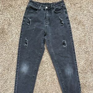 Distressed Black Women's Jeans